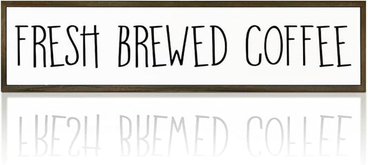 Coffee Wood Sign for Coffees Bar, Farmhouse Desk Signs, Rustic Cafe Decor, Coffees Home Decor for Kitchen Bar, Decorative Wooden Table Decoration, Fresh Brewed Coffee Sign, 17.8x4x1.2 inches