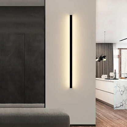 Modern LED Black Linear Wall Sconce - Minimalist Wall Mount Light Fixture for Bedroom, Hallway, Office, Living Room (3000K, 120cm)