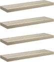 Set of 4 Oak Floating Wall Shelves, Modern Minimalist Honeycomb MDF and Metal Design for Secure Display and Storage, 31.5