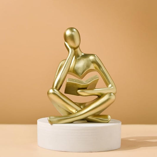 Style-A Gold, Creative Abstract Thinker Bookend for Home Aesthetic, Study, and Wine Cabinet – Stylish Shelf Decor Accent and Thoughtful Gift for Living Room, Bar, or Coffee Shop