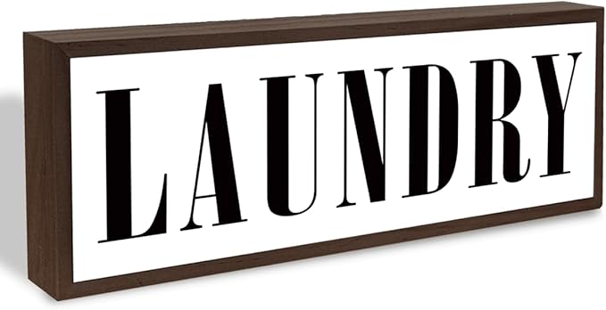 Laundry Sign, Decorative Framed Wooden Box Sign, Laundry Room Decor for Wall Tabletop, Farmhouse Home Decor, Washing Room Decoration, Rustic Wood Decoration, Housewarming Gift