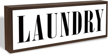 Laundry Sign, Decorative Framed Wooden Box Sign, Laundry Room Decor for Wall Tabletop, Farmhouse Home Decor, Washing Room Decoration, Rustic Wood Decoration, Housewarming Gift