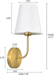 Antique Brass Hardwired Wall Sconce Set of 2 - Gold Finish with White Fabric Shades，Bedroom Lighting, Living Room, Farmhouse, Fireplace, Hallway, Bedside Lamp,Bathroom Wall Lights