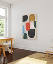 Nationcog Colorful Mid Century Wall Art, Minimalist Abstract Geometric Poster with Red Blue Green Beige Tones, Modern Contemporary Decor for Living Room or Office (Unframed) (24x36)
