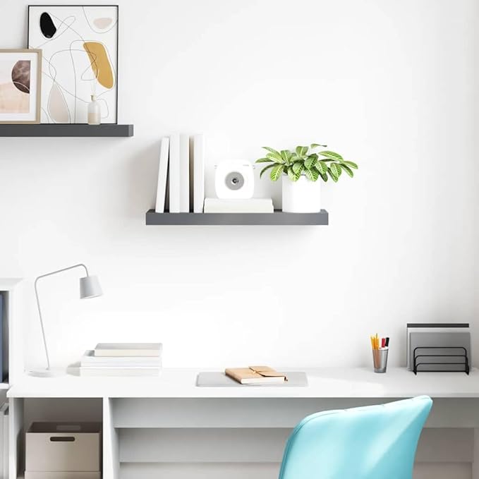High Gloss Grey Floating Wall Shelf with Honeycomb MDF and Metal Frame, Modern Design for Living Room Bedroom Office Decor, 4-Piece Set, Easy Installation, Strong Weight