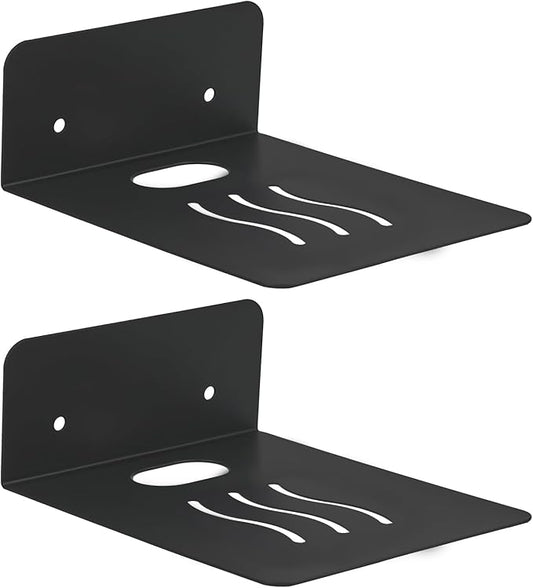 Steel Floating Shelves for Wall,Small Wall Shelf，Suitable for Bedroom, Living Room, Bathroom, Kitchen, Office (Black, 2Pack 4.72x6.1 in)