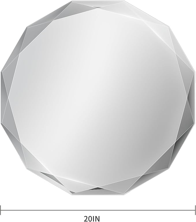 Suidia Bathroom Mirror, 20"x 20" Wall Mirror, Frameless Bathroom Mirror with Beveled Edge for Bedroom, Living Room, Entryway, Hallway, Round Shape