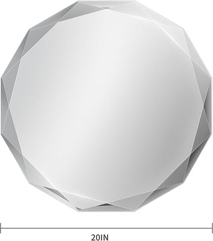 Suidia Bathroom Mirror, 20"x 20" Wall Mirror, Frameless Bathroom Mirror with Beveled Edge for Bedroom, Living Room, Entryway, Hallway, Round Shape