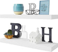 BAMEOS Floating Shelf,Wall Shelf,Decor Wall Mounted Shelves,Hanging Shelf Set L24xW6 for Bathroom Kitchen Living,Kitchen,Room Bedroom Storage,White | for Bathroom, Kitchen, Living, Room, Bedroom Storage