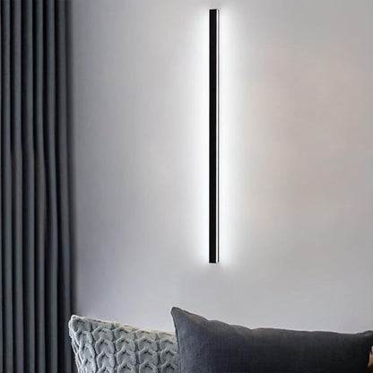Modern Black Linear LED Wall Sconce - Minimalist Wall Mount Light Fixture for Bedroom, Hallway, Office, and Living Room (6000K, 120cm)