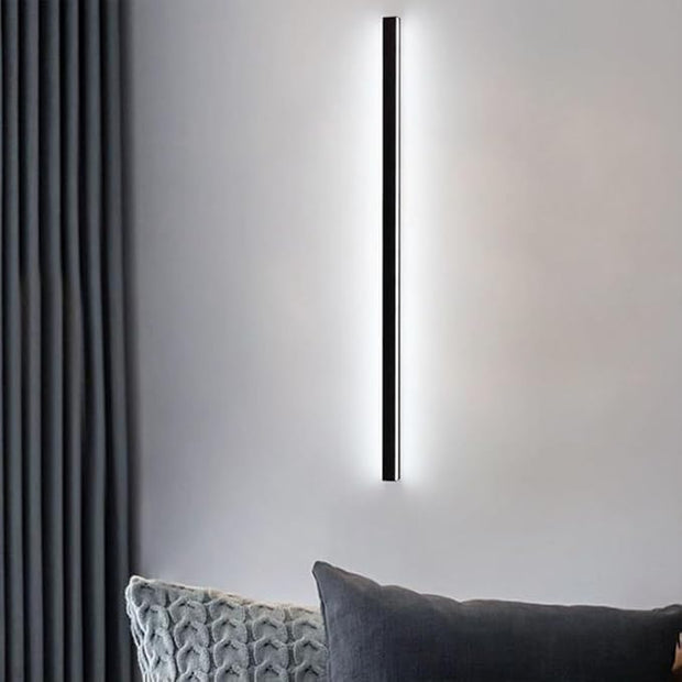 Modern Linear LED Wall Sconce - Black Minimalist Lighting Fixture for Bedroom, Hallway, Office & Living Room (6000K, 50cm)