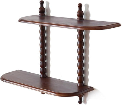FRIADE 2-Tier Wall Mounted Floating Shelf with Two Roman column ,Decorative Display shelf for Entrance,Bathroom, Bedroom, Living Room, Kitchen,Office (Dark Brown)