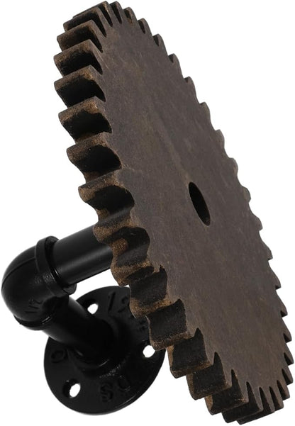 ARTIBETTER Industrial Pipe Shelf Wall Mount Retro Gear Floating Shelf 7.1X7.1X0.6 Inches Steampunk Industrial Wall Mount Iron Pipe for Bathroom Kitchen Storage