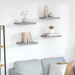 Modern Floating Wall Shelves Set of 4, Grey Honeycomb MDF with Metal Mounting Hardware for Stylish Display and Storage