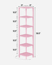 TUTOTAK Corner Shelf with LED Light, 6-Tier Corner Bookshelf for Small Space, Narrow Display Corner Shelf Stand with Storage Rack, for Living Room, Bedroom, Pink BS08BP006L