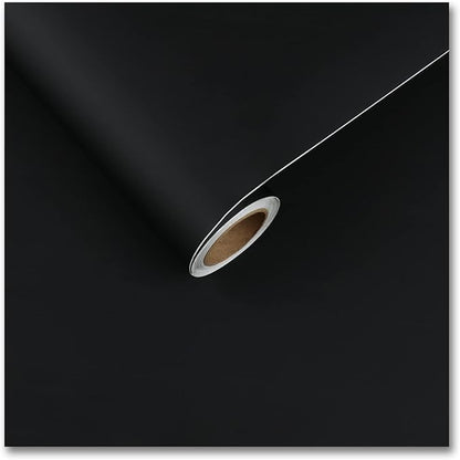 CRE8TIVE 24"x354" Black Wallpaper Peel and Stick Large Size Thick Matte Contact Paper Self Adhesive Removable Wall Covering Decorative Vinyl Film for Bedroom Kitchen Countertops Cabinets