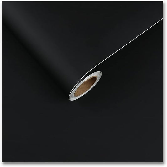 CRE8TIVE 24"x354" Black Wallpaper Peel and Stick Large Size Thick Matte Contact Paper Self Adhesive Removable Wall Covering Decorative Vinyl Film for Bedroom Kitchen Countertops Cabinets