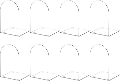 Acrylic Bookends 8 Pieces, Book Ends for Shelves, Clear Bookends for Book Shelves and Desktop Organizer, Transparent Shlef Book Stopper for Home Office Supplies