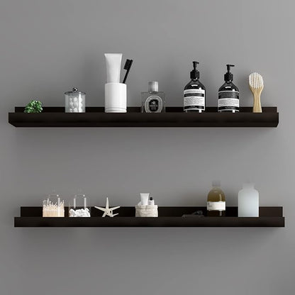 WELLAND Vista Photo Shelf Picture Ledge Floating Wall Shelves, 36-inch, Set of 2, Espresso