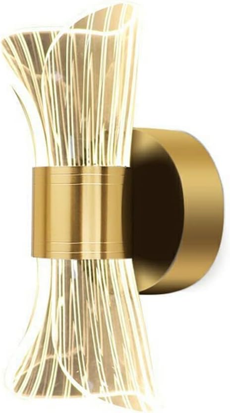 LITFAD 1 Light Minimalist Style Wall Light Fixtures Geometric Shape Metal Wall Mounted Lighting Three-Color Light LED Sconce Light for Bedroom Living Room Hotel, Gold A 110V-120V Third Gear