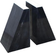 Fox Run 100% Natural Polished Marble Bookends, Black, Set of 2, Smaller Triangular
