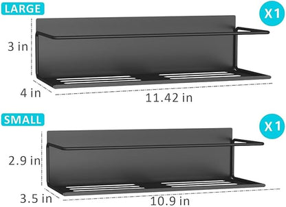 Magnetic Spice Rack For Refrigerator, Space Saving Magnetic Shelf For Fridge Black 2 Pack