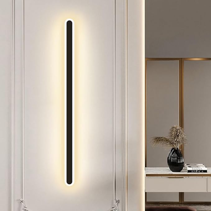 Minimalist Modern Wall Light Black Frame LED Bedroom Wall Lamp for Living Hallway Staircase Iron Material Nordic Style Decorative Indoor Fixture with Warm Light