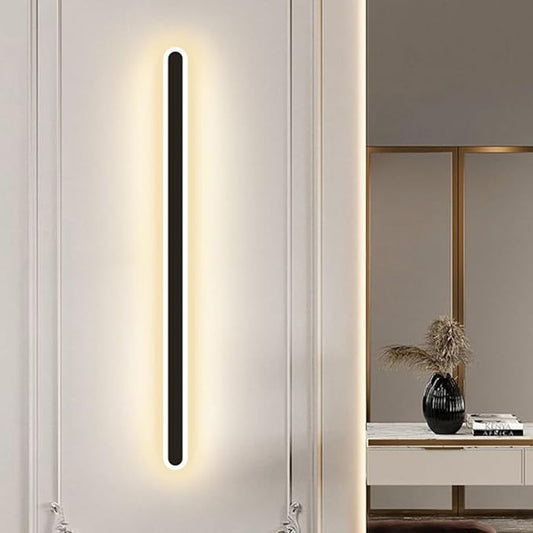 Minimalist Modern Wall Light Black Frame LED Bedroom Wall Lamp for Living Hallway Staircase Iron Material Nordic Style Decorative Indoor Fixture with Warm Light