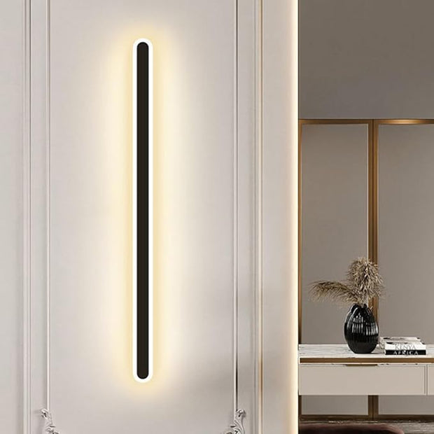 Minimalist Modern Wall Light Black Frame LED Bedroom Wall Lamp for Living Hallway Staircase Iron Material Nordic Style Decorative Indoor Fixture with Warm Light