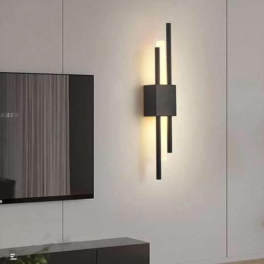 LED Linear Wall Sconce Lighting Modern Wall Lamp Indoor Wall Wash Light 10W 3 Color Mode Wall Mounted Lamps Hardwired Vanity Sconces for Living Room Bedroom Hallway (Color : Svart, Size : R