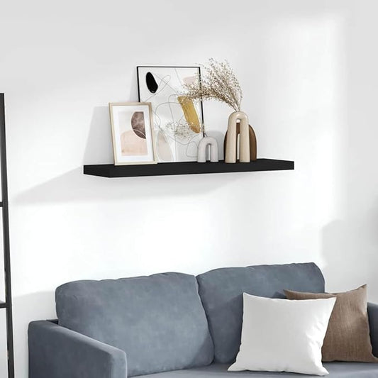 Black Honeycomb MDF Floating Wall Shelf with Invisible Mounting System, 35.4" Long Medium Metal Shelf for Decorative Display and Storage, Matte Black Finish, Supports 22 lbs,