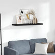 Black Honeycomb MDF Floating Wall Shelf with Invisible Mounting System, 35.4 Inch Long Metal Medium Shelf for Home Decor and Display Storage
