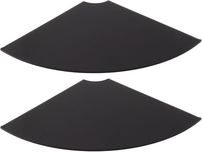 Health Gear Acrylic Wall Mount Floating Corner Shelves 2pcs Quarter Round Shower Shelf, Sturdy Wall Storage Display Organizer for Bathroom Kitchen Bedroom Living Room 1.2 x 8.3 x 8.3in (Black)