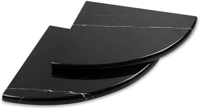 Black Marble Corner Shower Shelf, 9 Inch Marble Corner Shelf for Bathroom Shower Decor, Wall Mounted, Polished, 2 Pcs