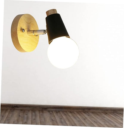 NUOBESTY Minimalist Wall Lamp Solid Wood Design Modern Indoor Decorative Lighting for Bedroom Room and Hallway No Bulb Included Black Finish