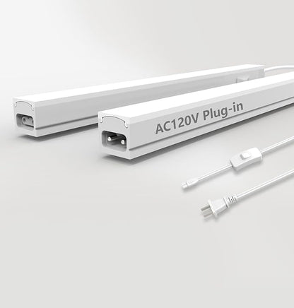Under Cabinet Lighting Plug in, 12 Inch 2 Pcs, Linkable AC120V 3CCT 3000K/4000K/5000K Ultra Slim, LED Under Cabinet Lights for Counter Light, Kitchen, Shelf, Sink, Workshop, Desk，White