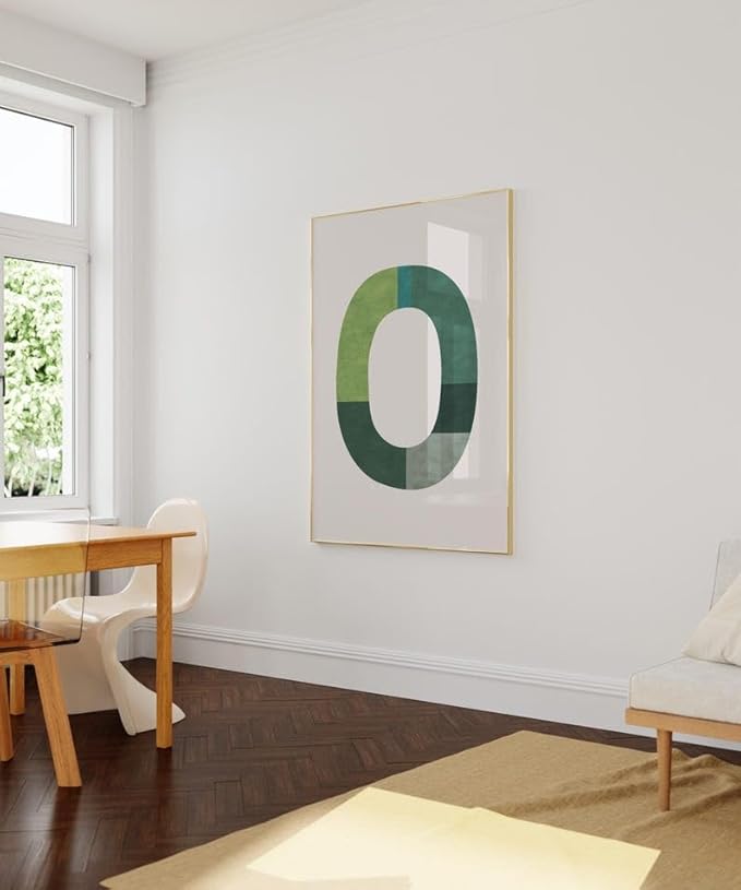 Nationcog Modern Green Mid Century Wall Art, Minimalist Geometric Poster, Contemporary Abstract Home Decor, Beige Aesthetic Artwork, Unique Gift for Home (Unframed) (12x18)
