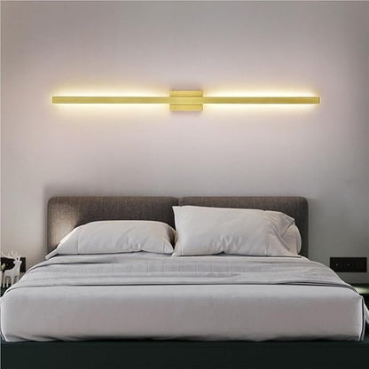 Black Linear Wall Sconce Minimalist Hardwired Indoor Wall Light Fixture for Hallway Living Room Bedroom Modern Decorative Lighting(Gold,120cm)