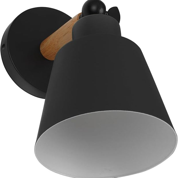 Nordic Style Wall Light Decor Simple Black Wood Wall Lamp for Bedroom Corridor Balcony Easy to Install Modern Indoor Aisle Lighting Fixture Elegant Minimalist Backdrop Accent