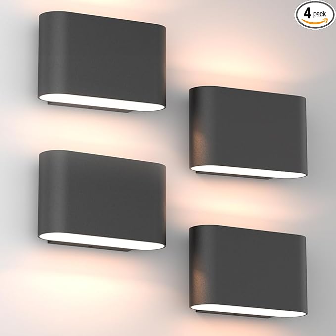Aipsun Black Modern LED Wall Sconces 4 Packs Indoor Wall Lights Hardwired Up and Down Wall Mount Light for Living Room Bedroom Hallway Corridor Conservatory Warm White 3000K(with G9 Bulbs)