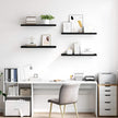 Black Honeycomb MDF Metal Medium Floating Wall Shelf Set of 4, Matte Black Modern Wall Mounted Shelves for Living Room Office Bedroom Storage Display