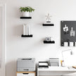 High Gloss Black Floating Wall Shelf Set of 4, Honeycomb MDF and Metal Small Shelves for Modern Home Decor, Display Organizer for Living Room, Bedroom, or Office