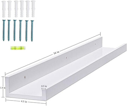 AZSKY 36 Inch Picture Ledge Shelf Floating Shelves Wall Mounted Set of 2 White