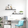 High Gloss Grey Floating Wall Shelf Set of 2, Honeycomb MDF and Metal Modern Storage for Bedroom Office, Invisible Mounting System, Easy to Clean, Space Saving, Durable