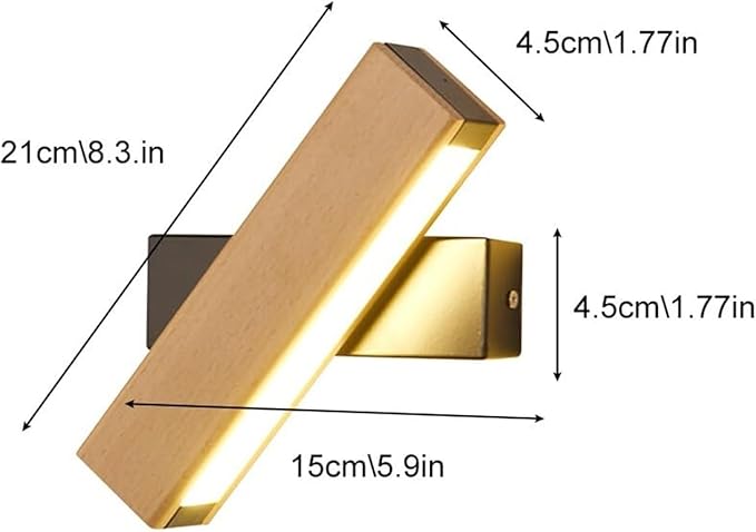 Modern Indoor LED Wall Sconce Wooden Minimalist Interior Small Wall Lights 1 Pack Hardwired 360° Rotatable Wall Mount Light for Living Room Bedroom Hallway Corridor(Neutral Light,Small)