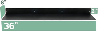 Buhbo Mitus Floating Shelf Wall Mounted (8 inch x 36 inch) Heavy Duty Industrial Modern Steel, Black