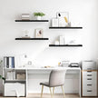 Set of 4 Black Honeycomb MDF and Metal Floating Wall Shelves for Modern Home Office Decor and Display