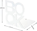 Book Ends - Decorative Metal Book Ends Supports for Bookrack Desk,Books, Unique Appearance Design,Heavy Duty (White)