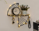 JOSON Bedroom Half Round Wall Mounted Floating Shelf for Bedroom, Living Room, Office Metal Geometric Hanging Shelf (Black)
