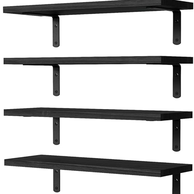 Floating Shelves Set of 6, Wooden Floating Shelves for Wall Decor, Farmhouse Shelf for Bedroom, Wall Mounted Bathroom Storage Shelves, Floating Book Shelves for Living Room